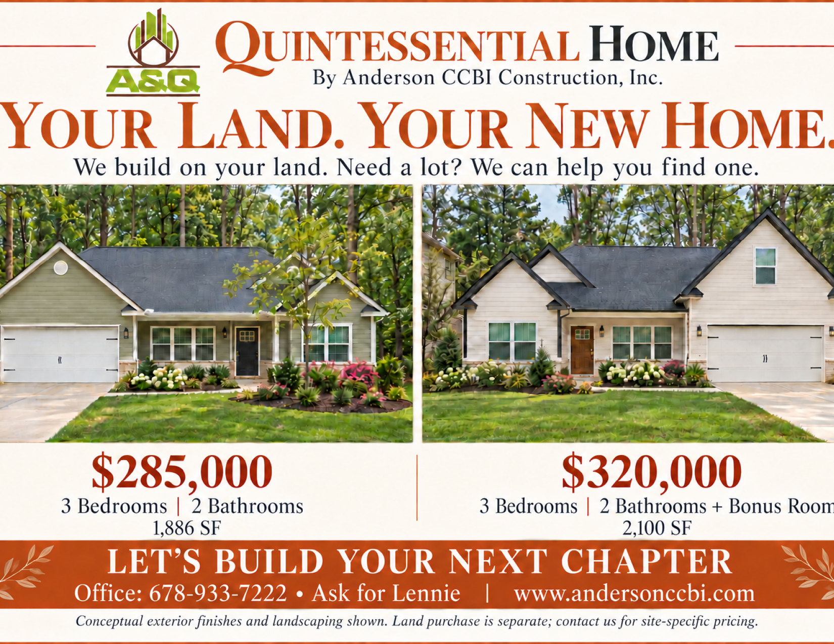Quintessential Homes model homes flyer